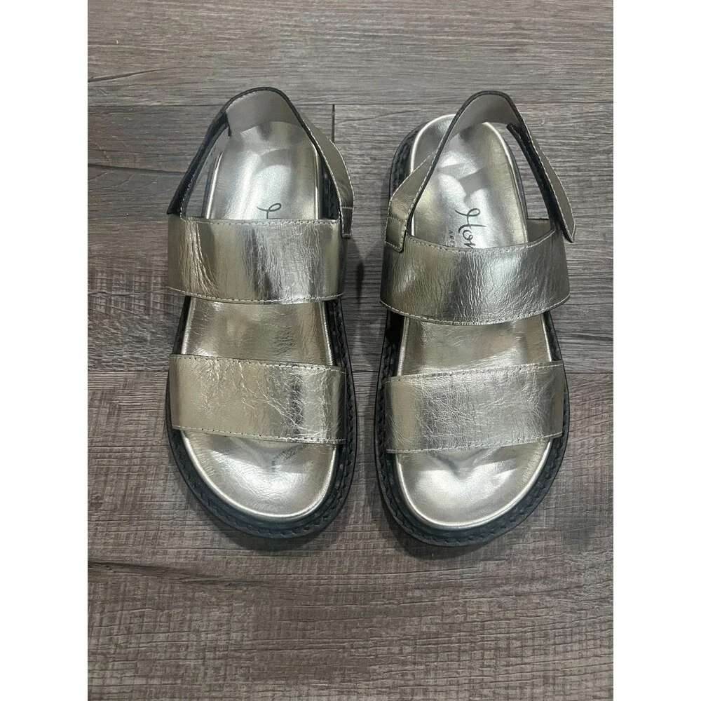 Homers Artisan Menorca Silver Metallic Leather Strappy Flat Sandals EU 36 US 6